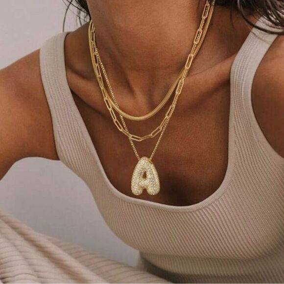 Ballon initials necklace M641 - Picture 2 of 5